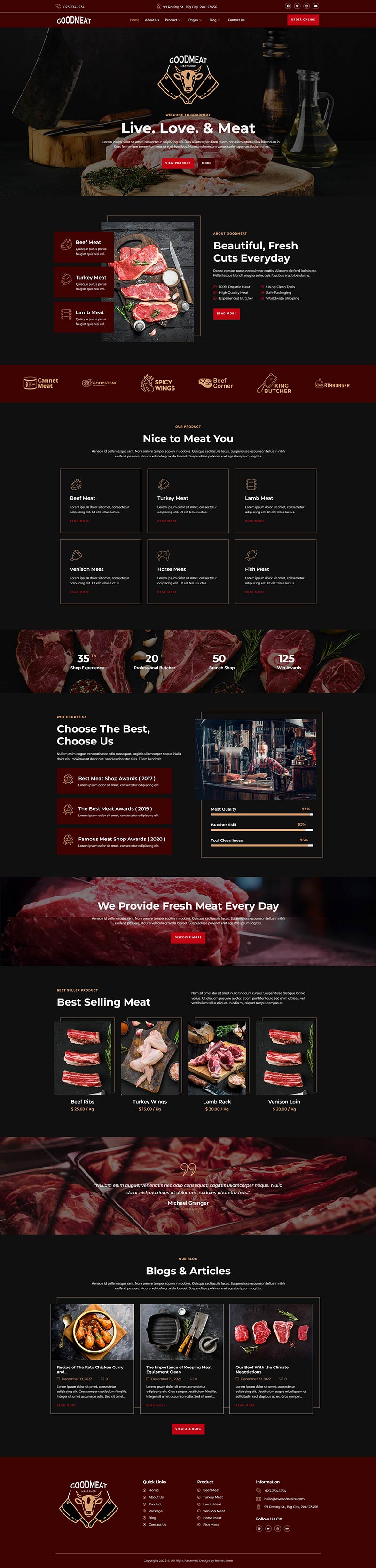 Goodmeat Meat Shop Butcher Elementor Template Kit By Rometheme